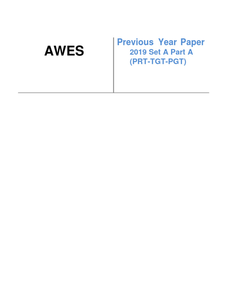 AWES PRT Set A 2019 Exam Paper | PDF | Thought | Learning