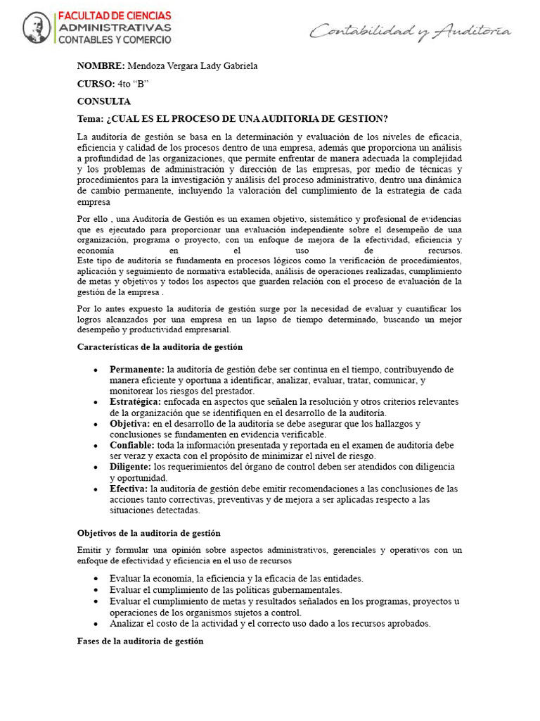 Consulta Proceso de Auditoria de Gestion Lgmv2312 | PDF | Auditoría ...