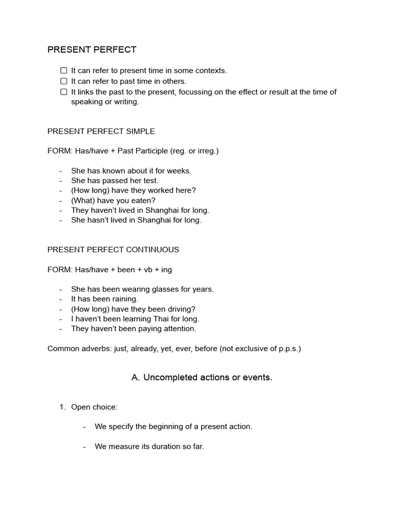 Present Perfect Vs Present Perfect Continuous | PDF | Linguistic ...