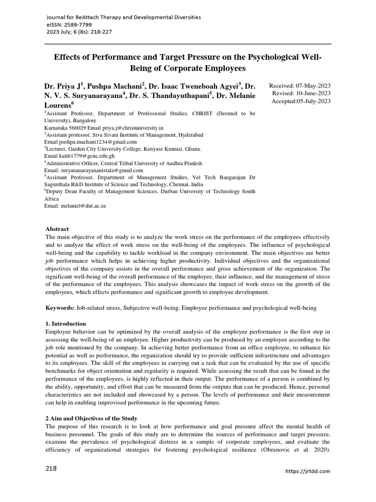Impact of Work Pressure on Employee Well-Being | PDF | Mental Health ...