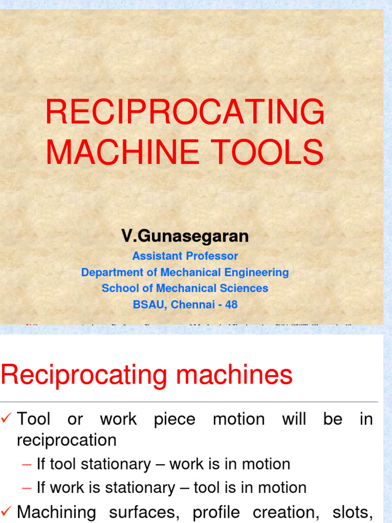 Overview of Reciprocating Machine Tools | PDF | Manufactured Goods ...