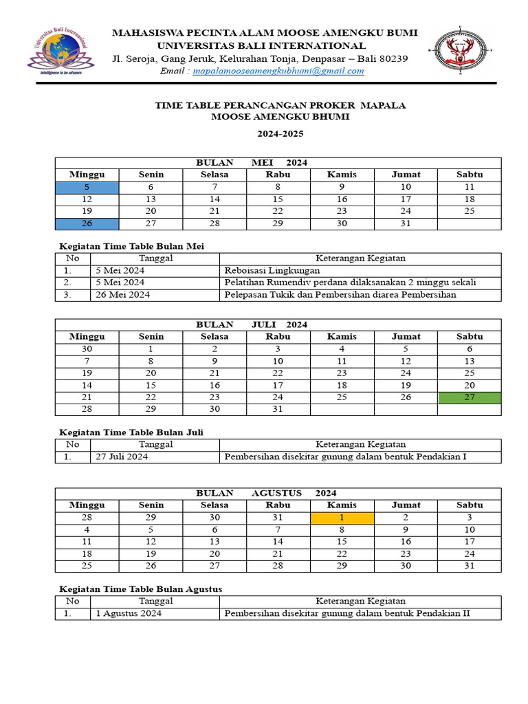 Timetable Proker Mab | PDF