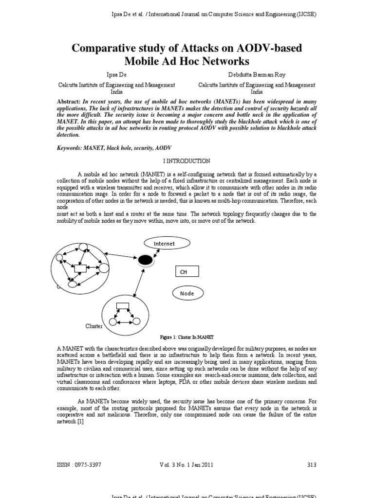 Comparative Study of Attacks On AODV-based Mobile Ad Hoc Networks | PDF ...