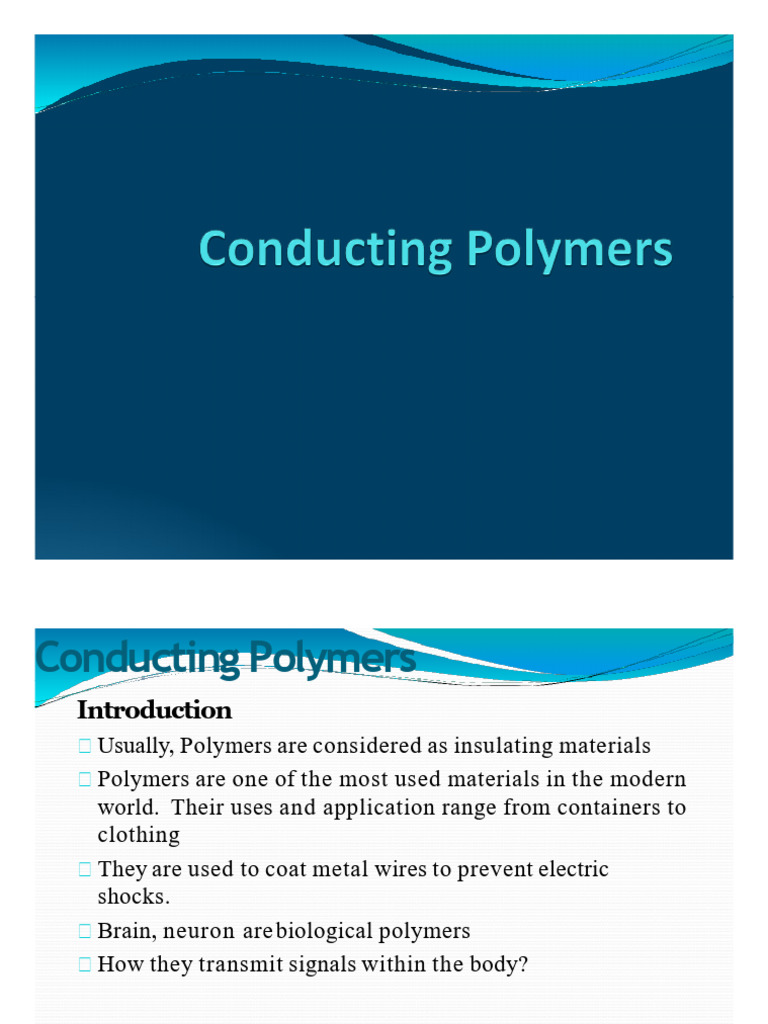 Conducting Polymers PDF Electrical Resistivity And Conductivity Polymers