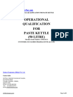 Operational Qualification FOR Paste Kettle (50 LITRE) : Solace Engineers (MKTG) Pvt. LTD