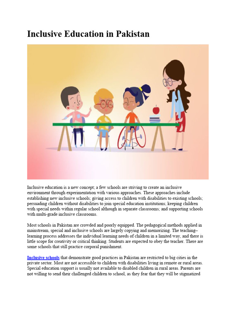 Week 12. Inclusive Education in Pakistan | PDF | Inclusion (Education ...