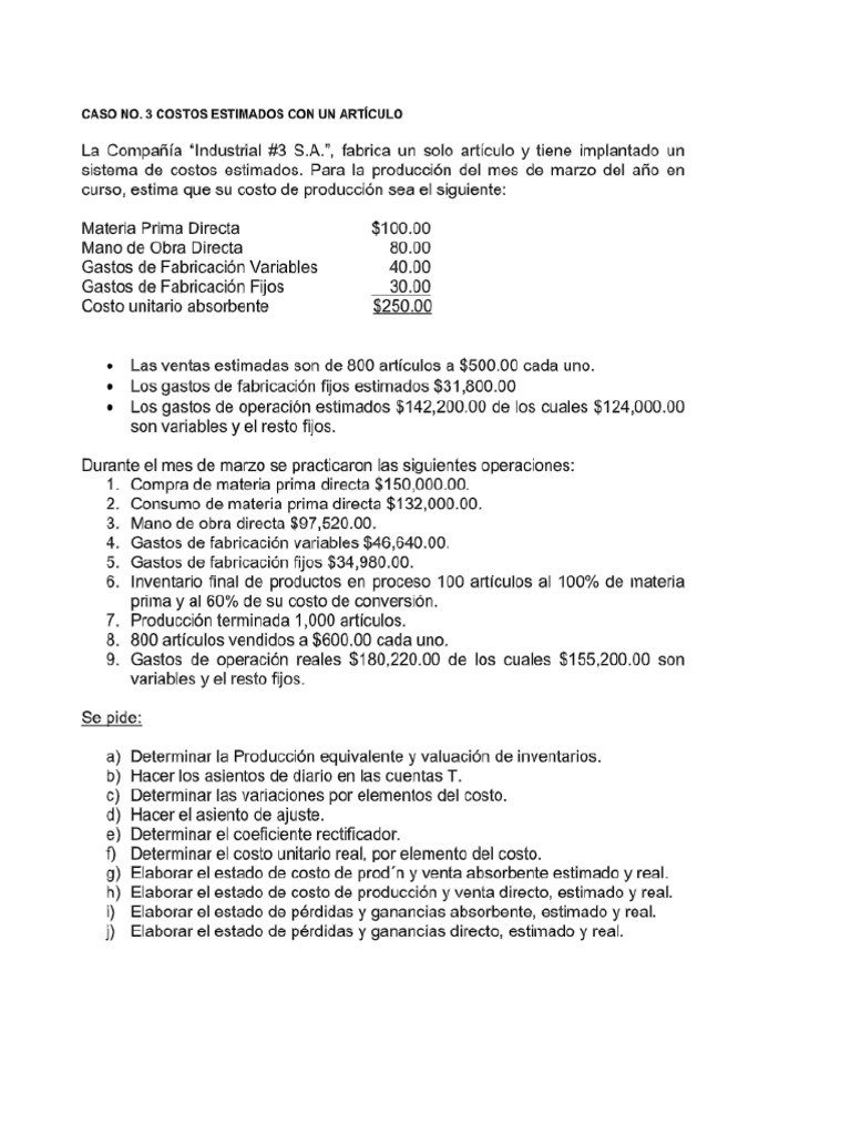 Análisis de Costos y Resultados Financieros | PDF