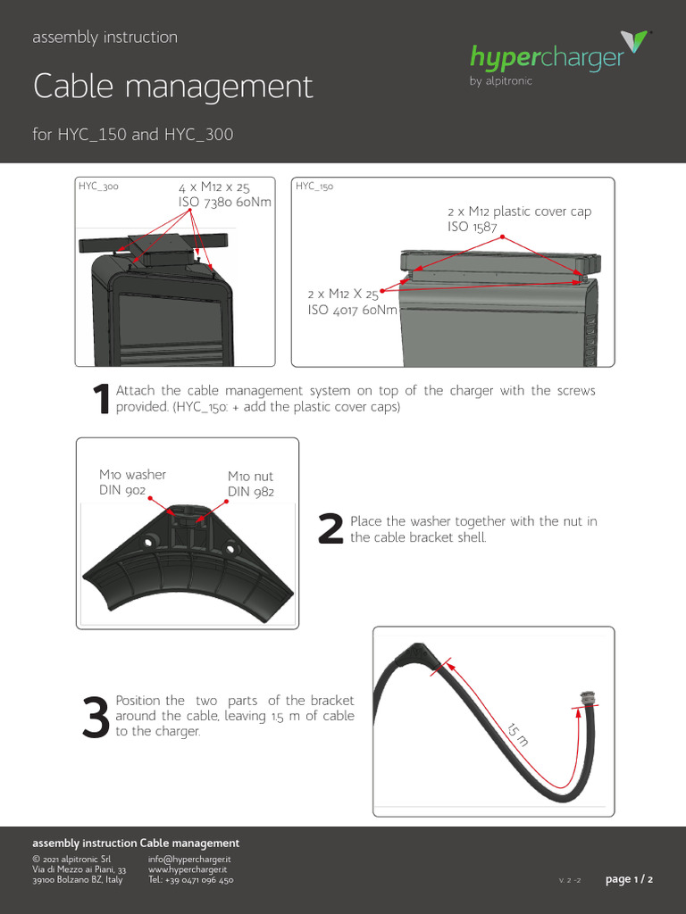 Apt Hyc 150-300 Man Cable Management Assembly Instruction V2-1 | PDF