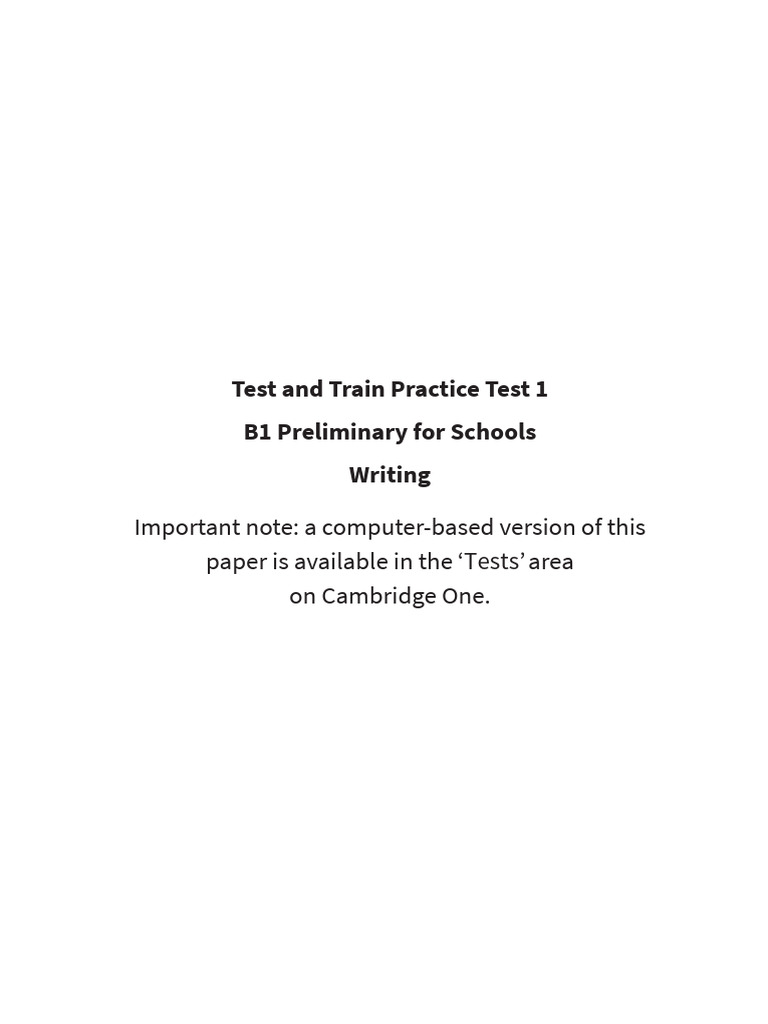 Test And Train Practice Test B1 Pfs Writing Question Paper Pdf