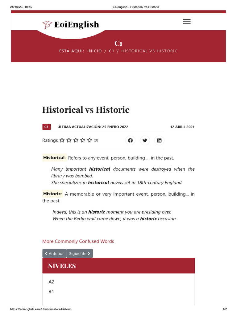 Eoienglish Historical vs Historic PDF
