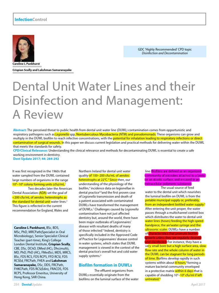 Dental Unit Water Lines and Their PDF Water Heating Pseudomonas
