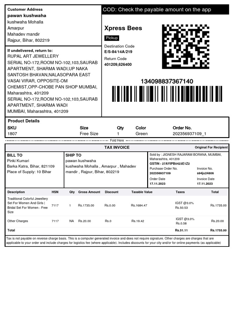 Tax Invoices for Jewelry Orders | PDF | Invoice | Service Industries
