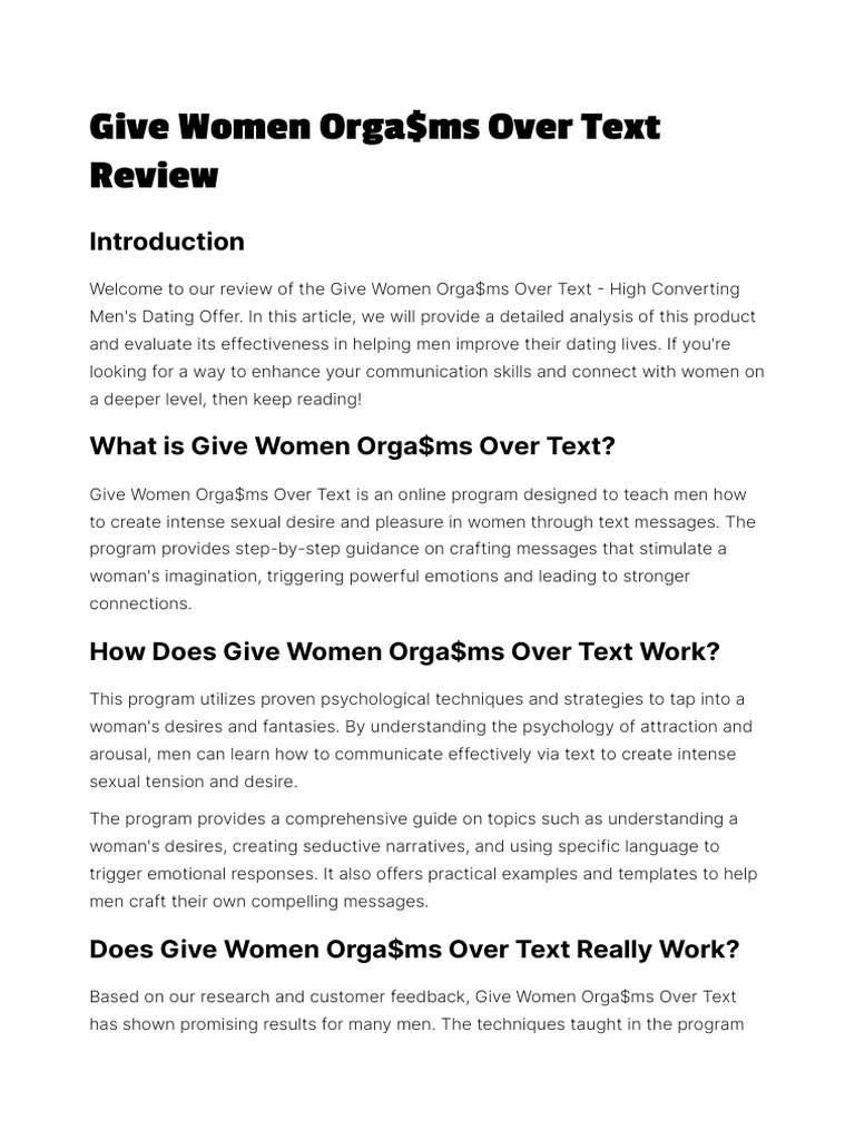 Give Women Orgams Over Text Review | PDF | Orgasm | Communication