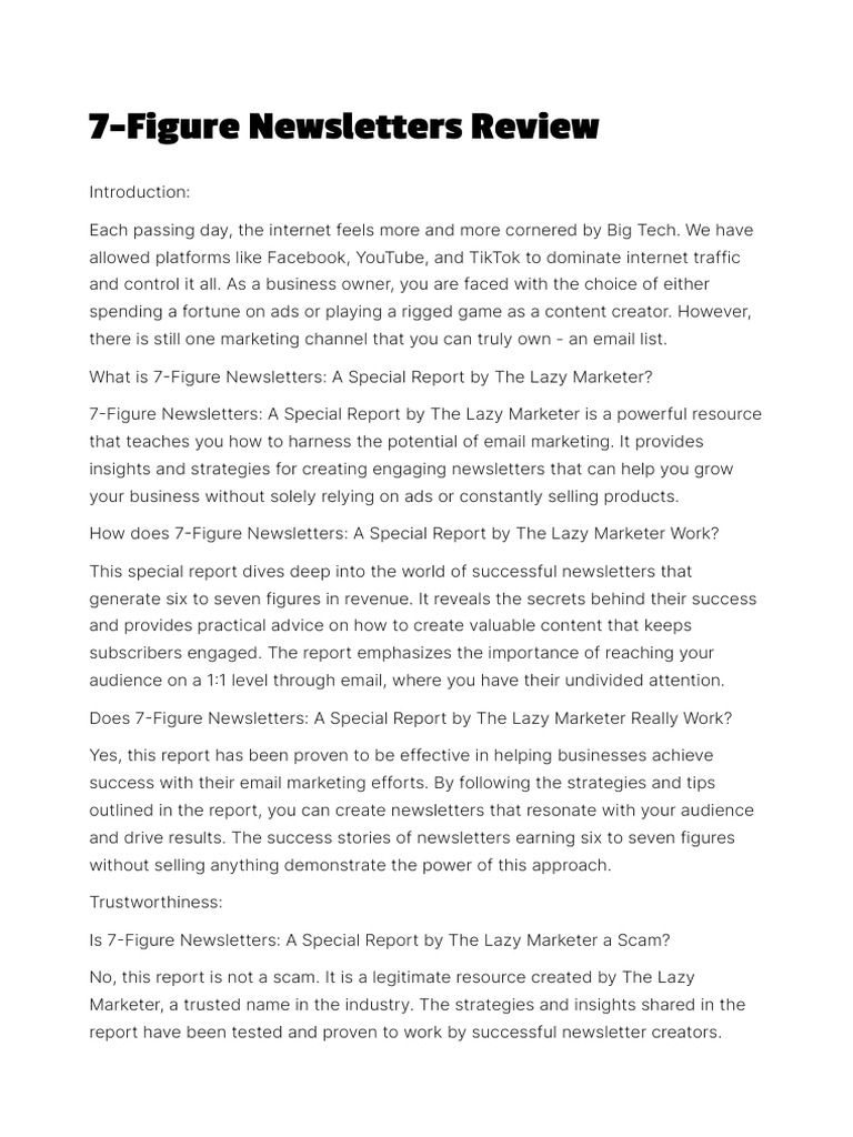 7-Figure Newsletters Review | PDF | Marketing | Search Engine Optimization