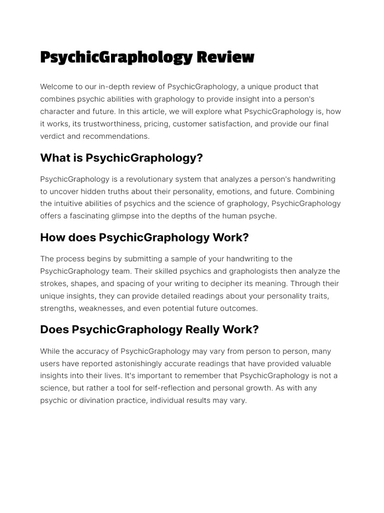 PsychicGraphology Review | PDF | Graphology | Psychology