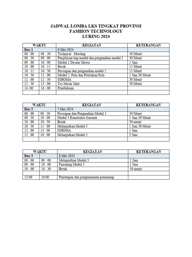 Jadwal Lomba Lks Tingkat Provinsi 2024 Pdf