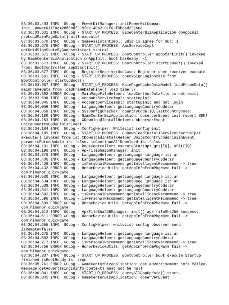 GameCenter Startup Log Analysis | PDF | Computing | Software