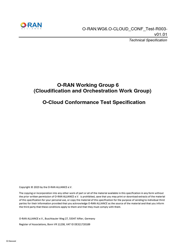 O RAN - WG6.O CLOUD CONF TEST R003 v01.01 | PDF | Specification ...
