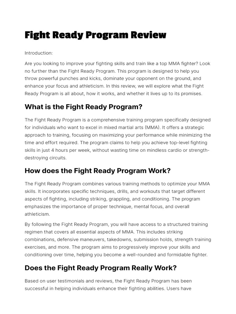 Fight Ready Program Review | PDF | Mixed Martial Arts | Grappling