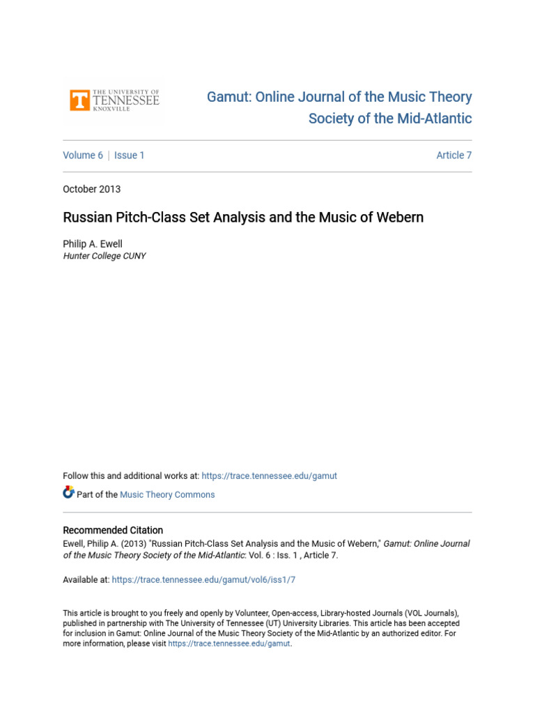 Russian Pitch-Class Analysis of Webern | PDF | Interval (Music) | Music ...