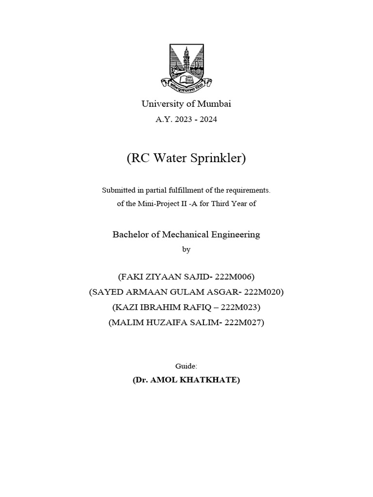 Report On Rc Water Sprinkler Pdf Arduino Transmitter