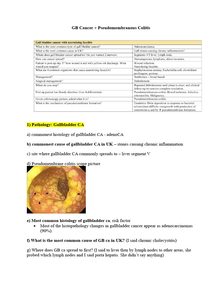 15 GB Cancer + Pseudomembranous Colitis | PDF | Gallbladder | Medical ...