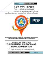 MID FUNDAMENTAL IN FOOD AND SERVICE OPERATION Mid Term Module