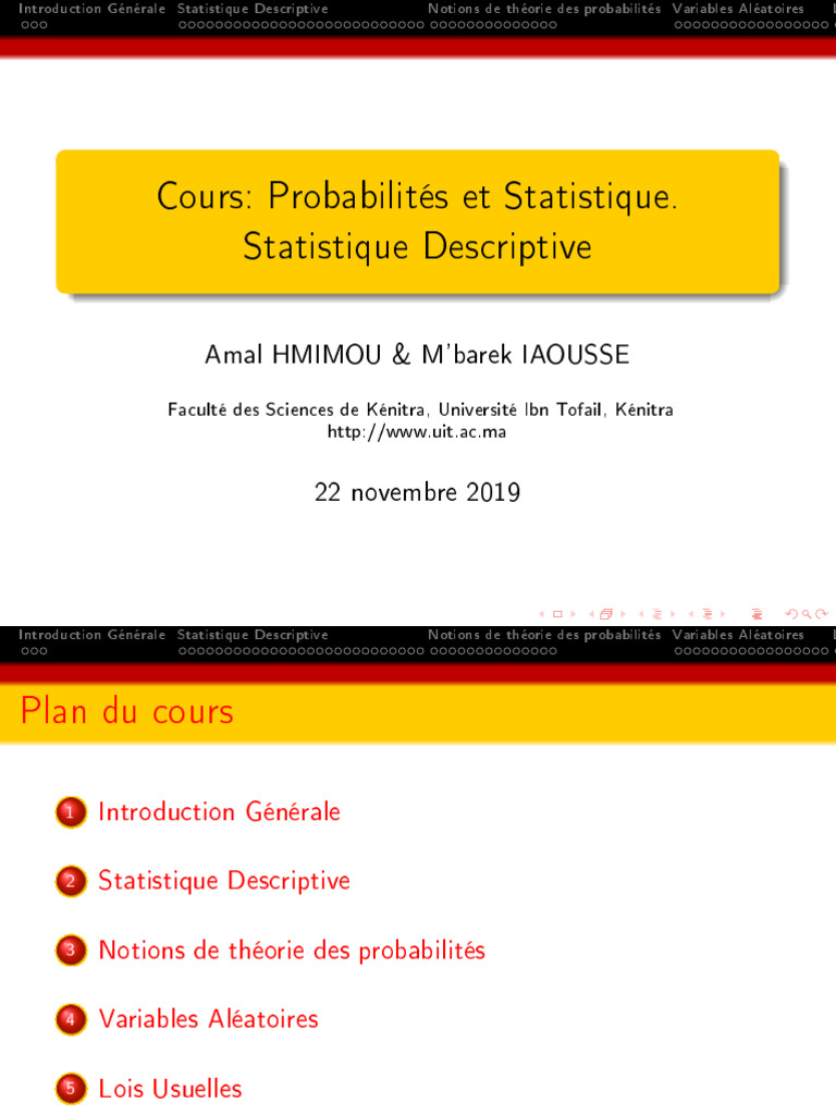 Cours de Probabilités et Statistiques | PDF | Théorie des probabilités ...
