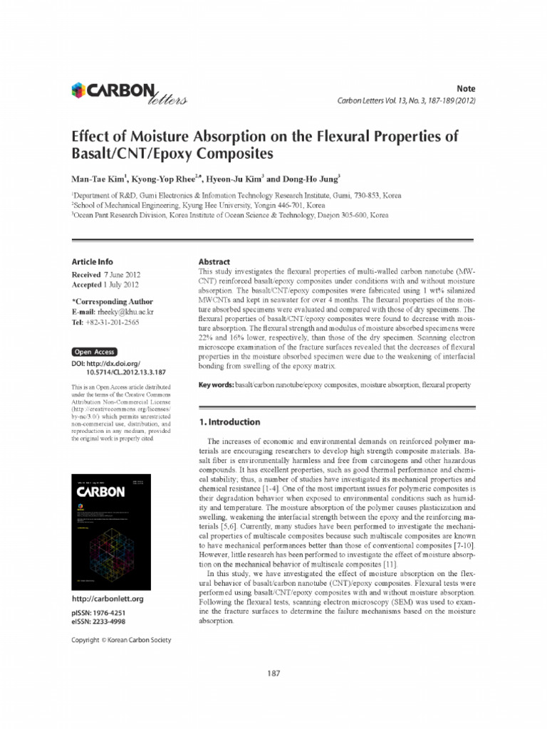 Effect of Moisture Absorption On The Flexural Properties of Basalt ...