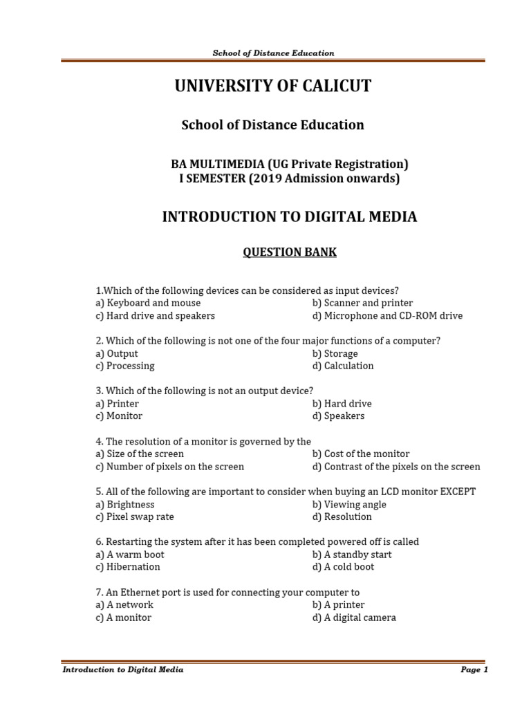 I Sem. - Introduction To Digital Media - 2019 Admn. | PDF | Adobe ...