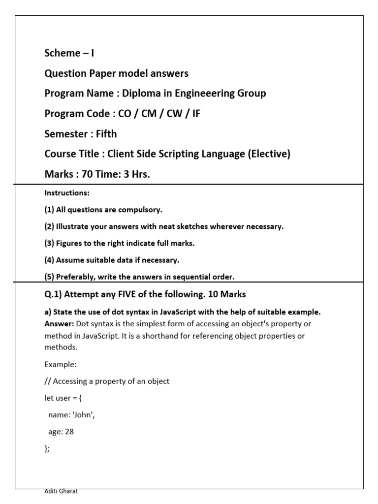 CSS Model Answers (Sample Question Paper) | PDF | Java Script | Http Cookie