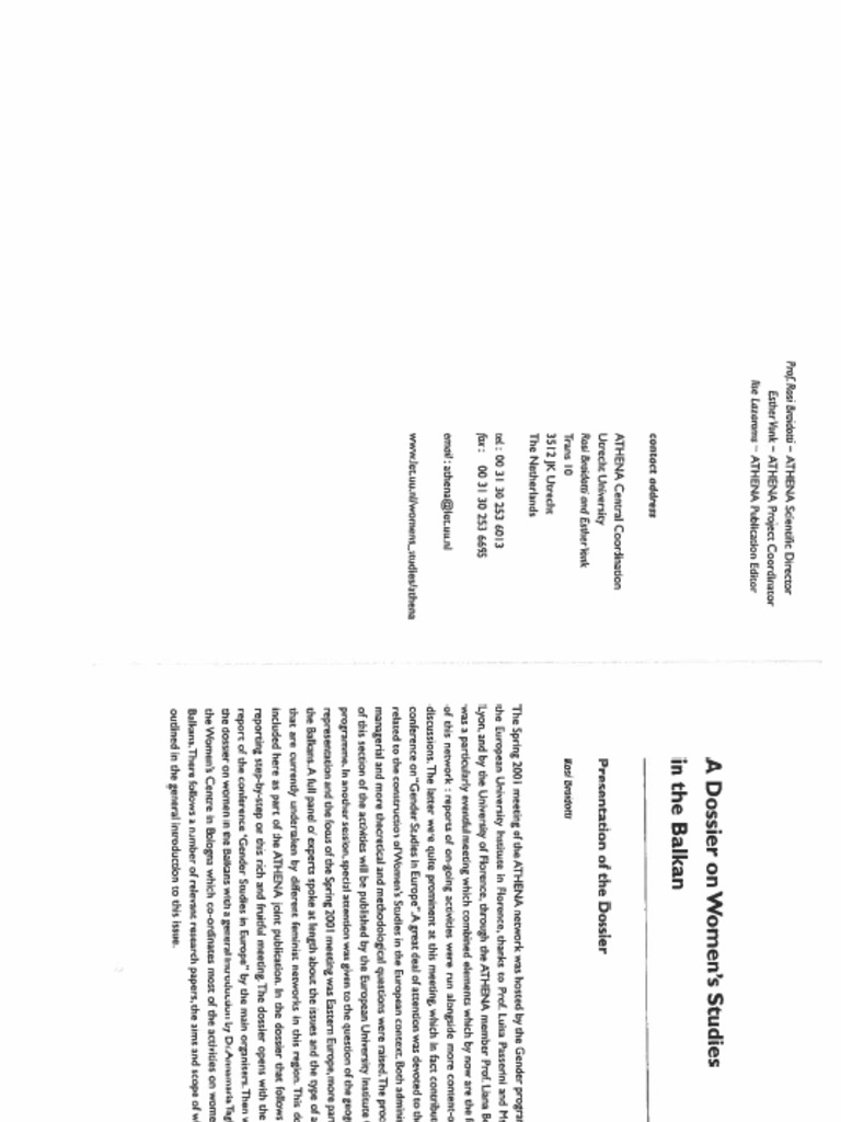 Dossier - Rosi Braidotti On Athena Network | PDF