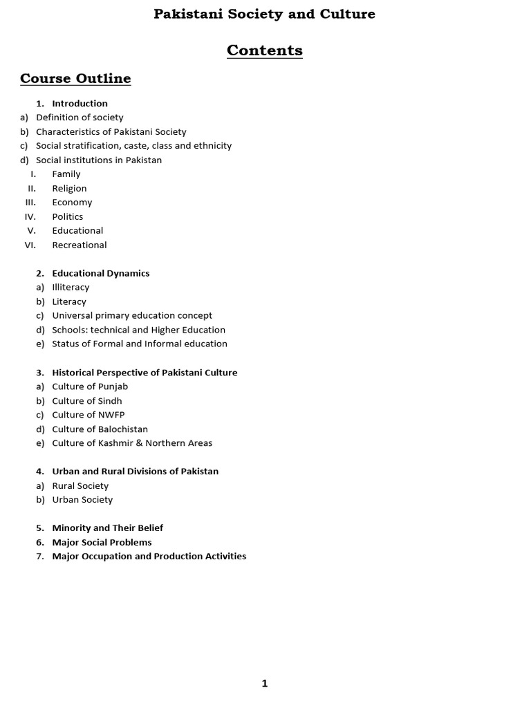 Overview of Pakistani Society and Culture | PDF | Institution | Family