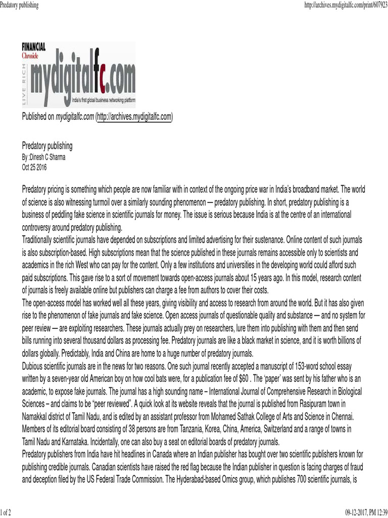 Predatory Publishing Pdf Open Access Federal Trade Commission