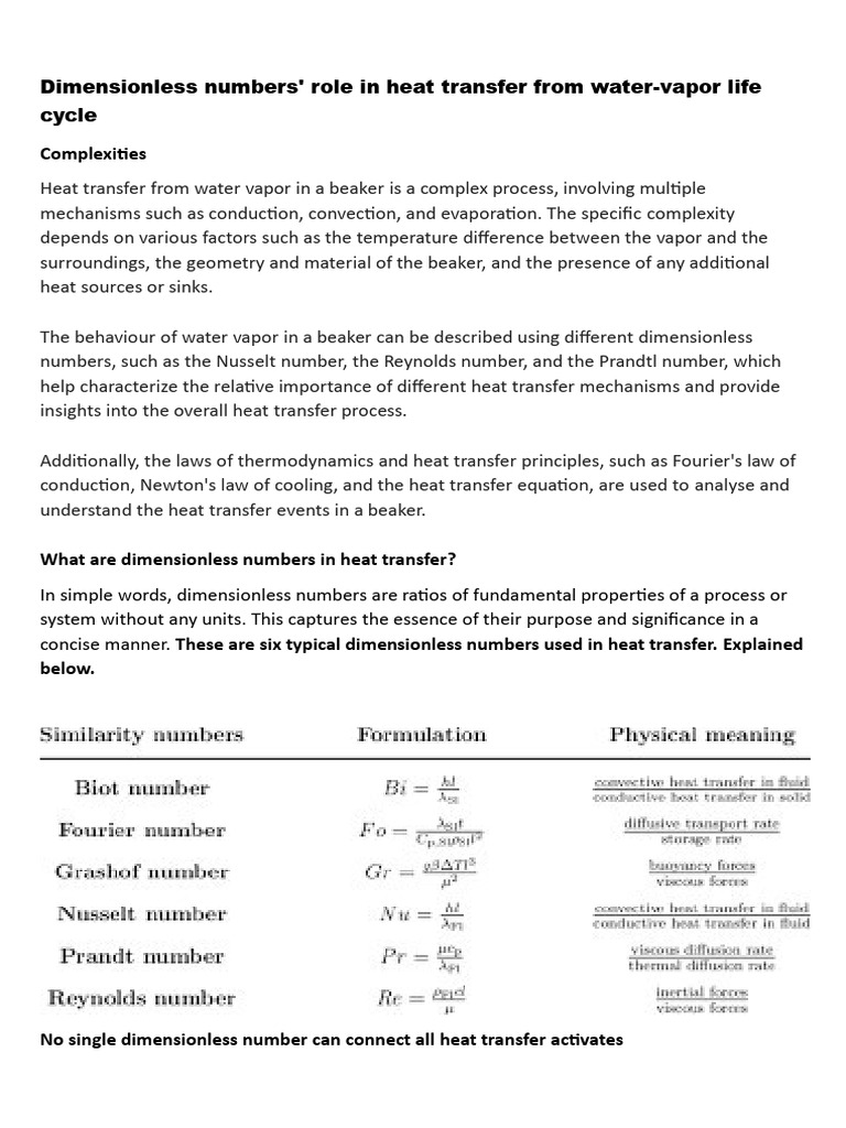 Dimensionless Numbers in Heat Transfer | PDF | Heat Transfer | Thermal ...