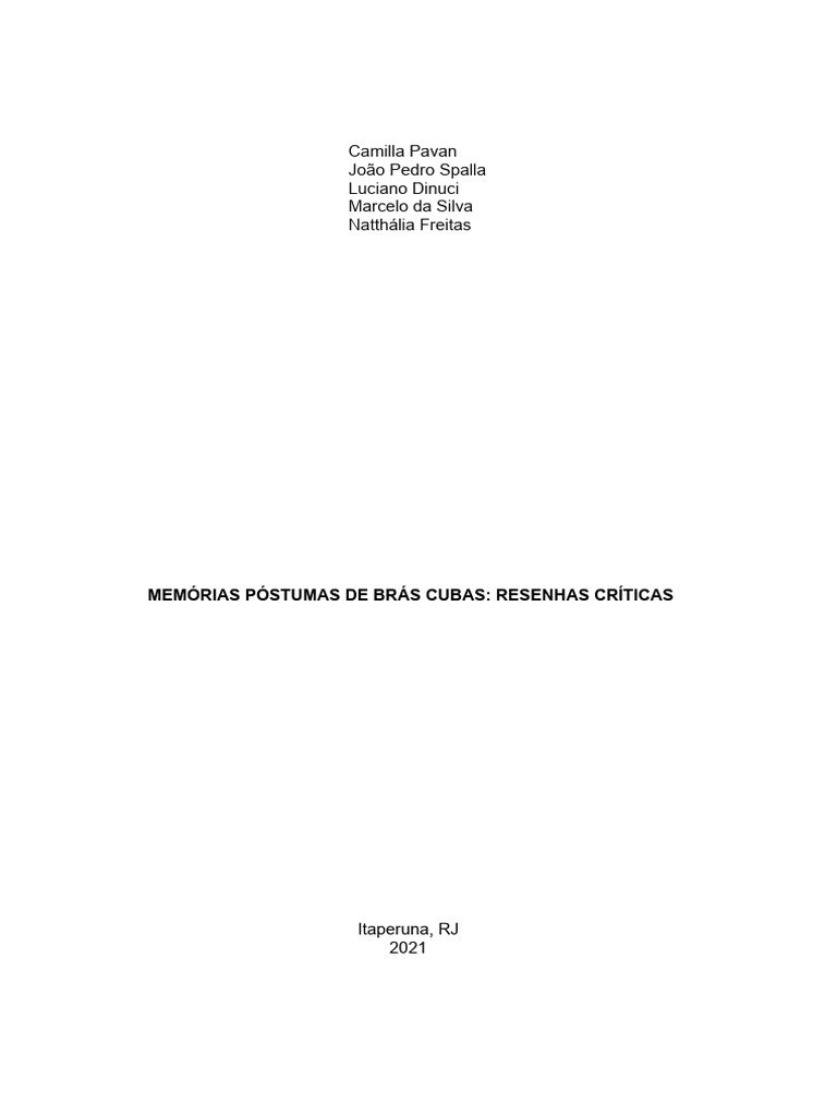 Resenhas Críticas de Brás Cubas | PDF | Realismo (artes)