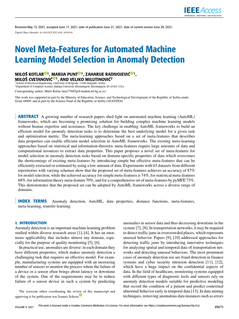 Novel Meta-Features for Anomaly Detection | PDF | Machine Learning ...