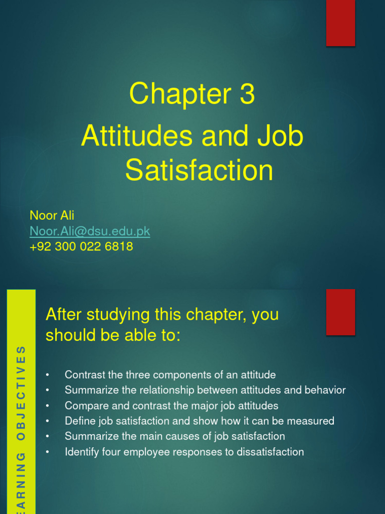 OB Chapter 3 Attitude and Job Satisfaction - Noor Ali | PDF | Job ...