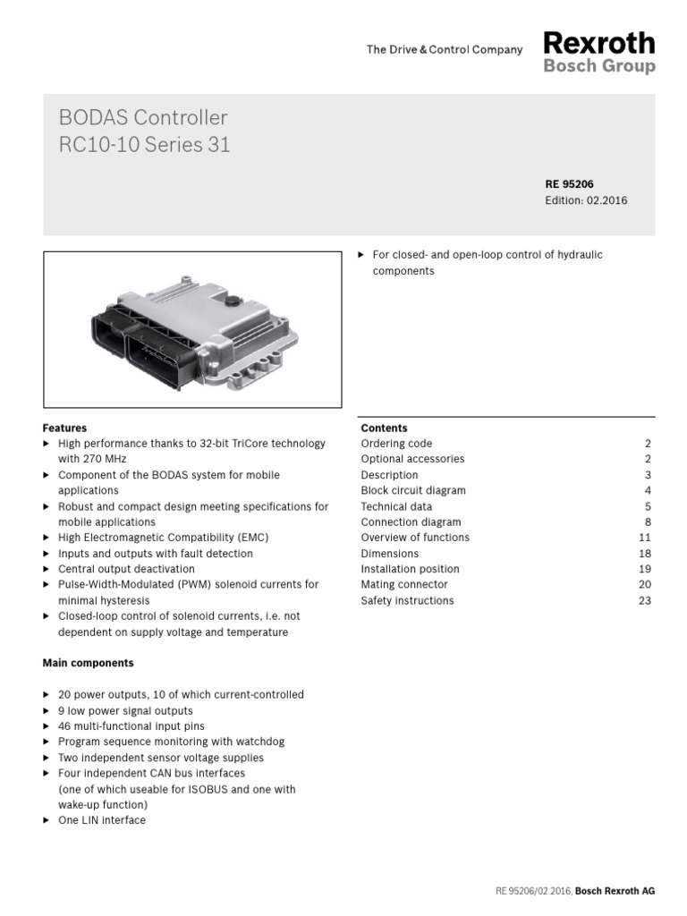 BODAS Controller RC10-10 Overview | PDF | Microcontroller | Input/Output