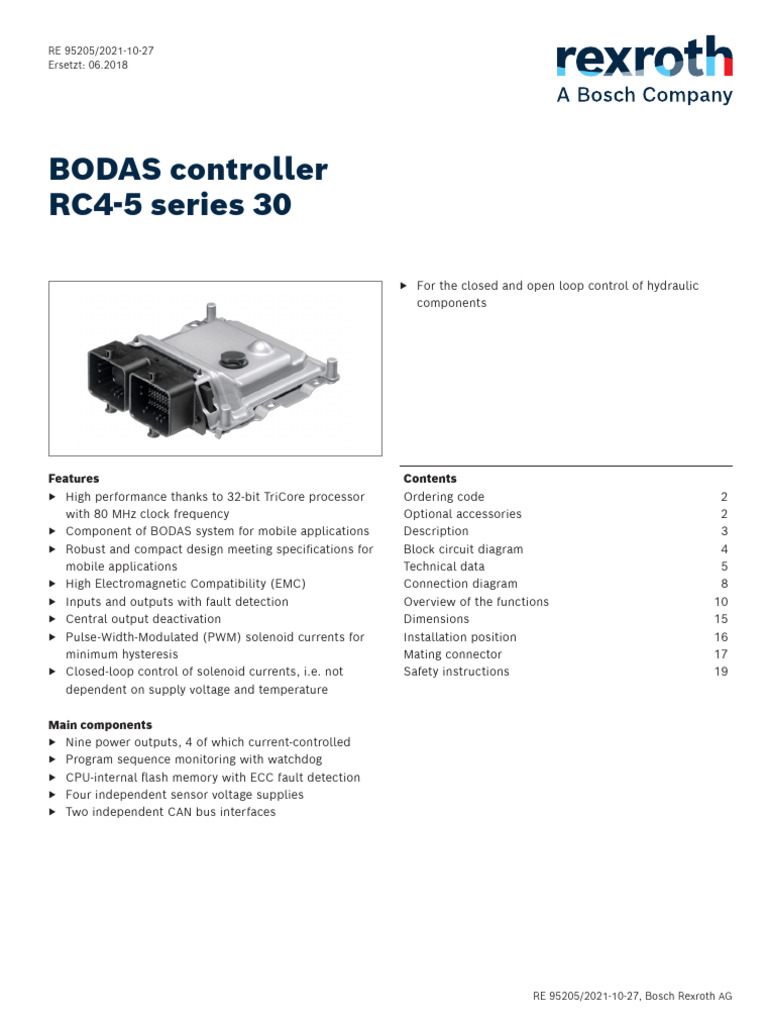 BODAS Controller RC4-5/30 Overview | PDF | Input/Output | Microcontroller