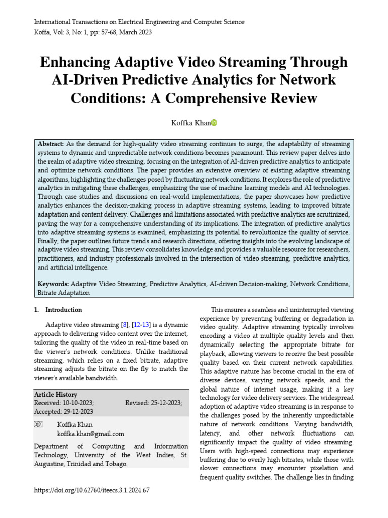 Enhancing Adaptive Video Streaming Through AI-Driv | PDF | Predictive ...