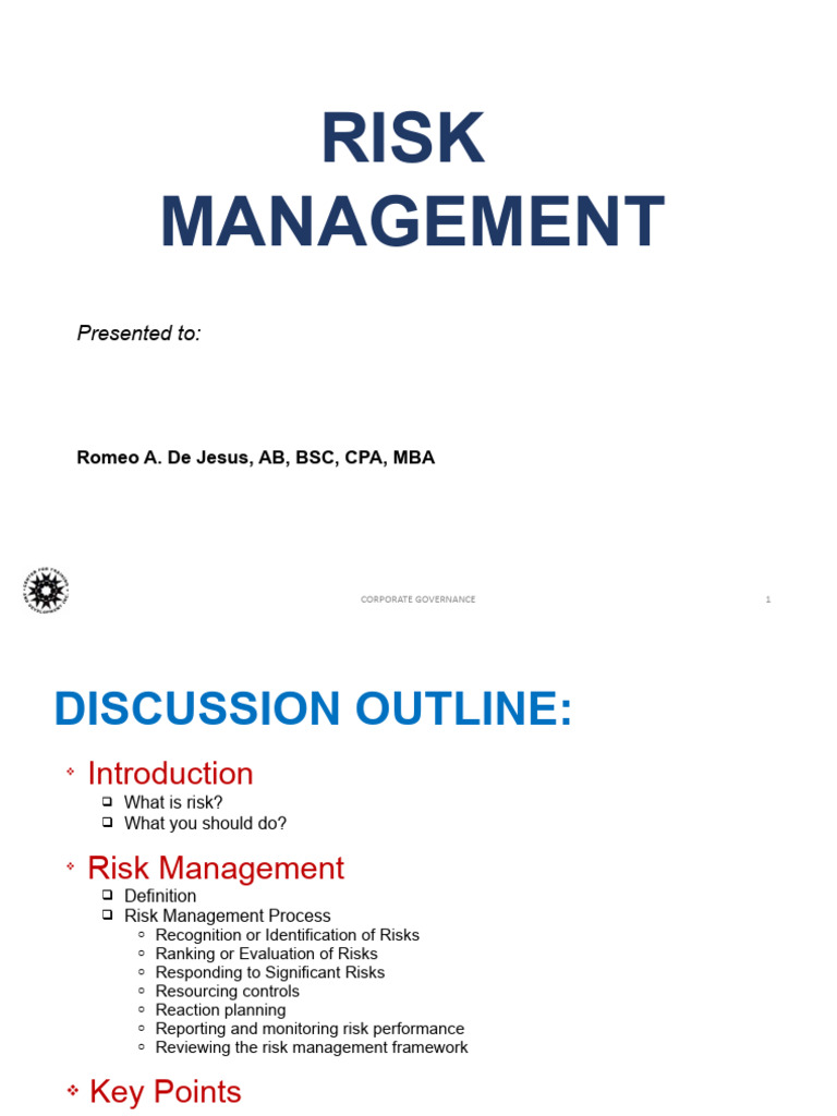 Risk Management Overview Pdf Risk Management Risk
