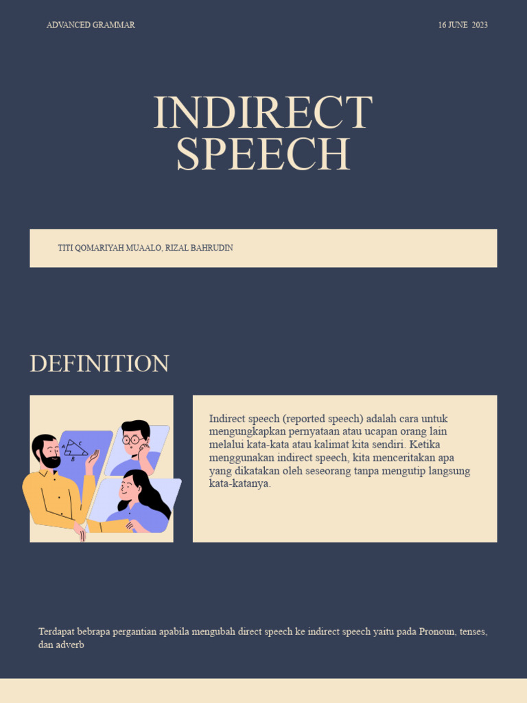Indirect Speech Pdf Grammatical Tense Semantic Units