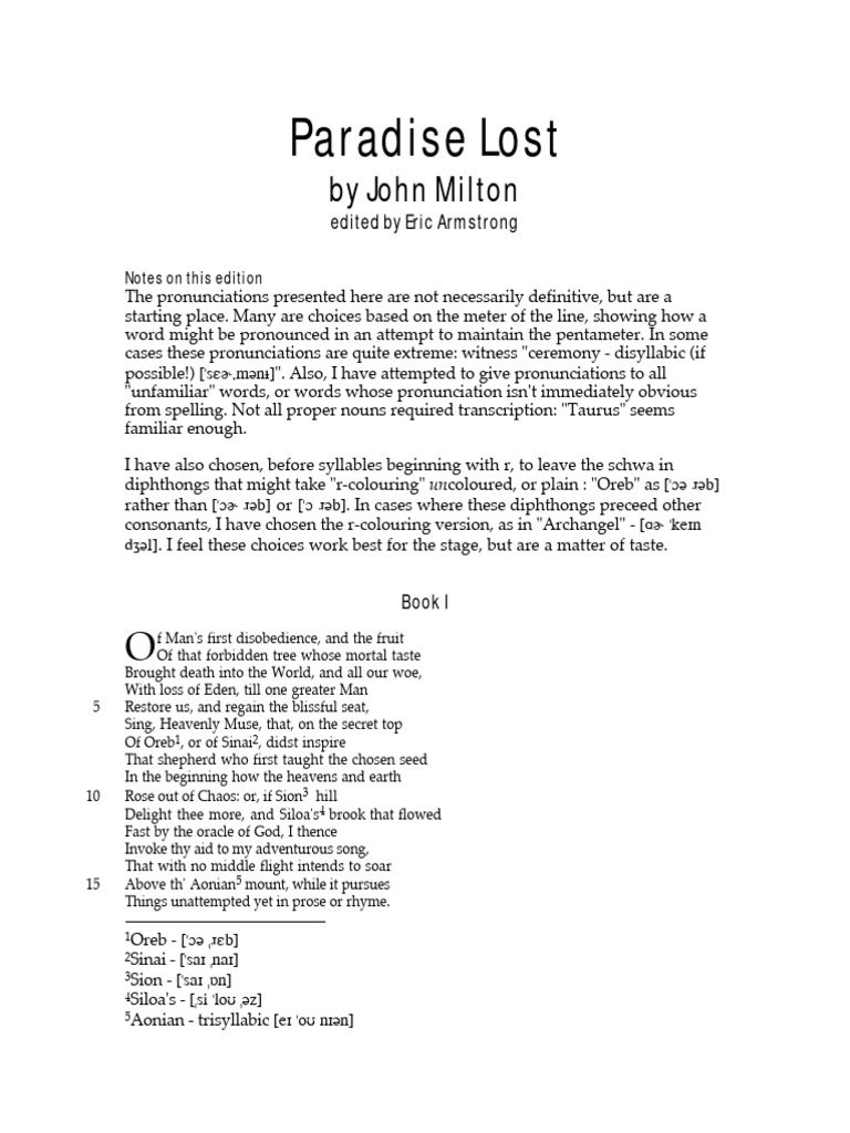 Paradise Lost Bk 1 Pdf