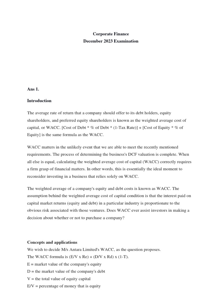 Understanding WACC and Operating Cycles | PDF | Cost Of Capital ...