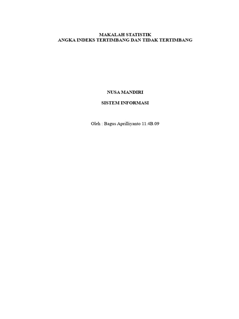 Angka Indeks Tidak Tertimbang Dan Tertimbang | PDF