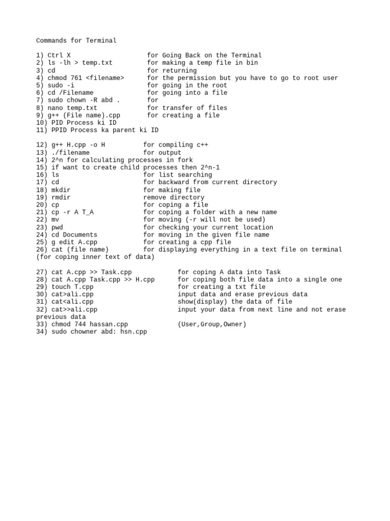 Commands For Terminal | PDF