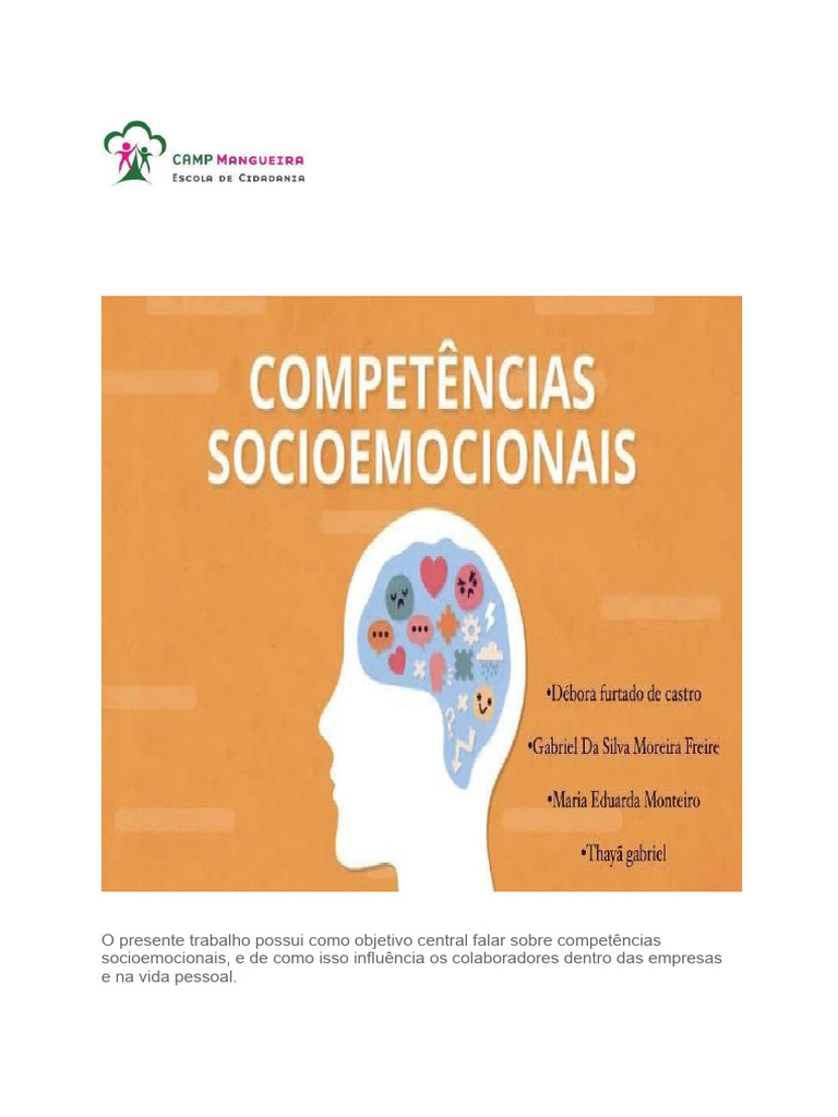 Competências Socioemocionais | PDF | Comunicação | Liderança