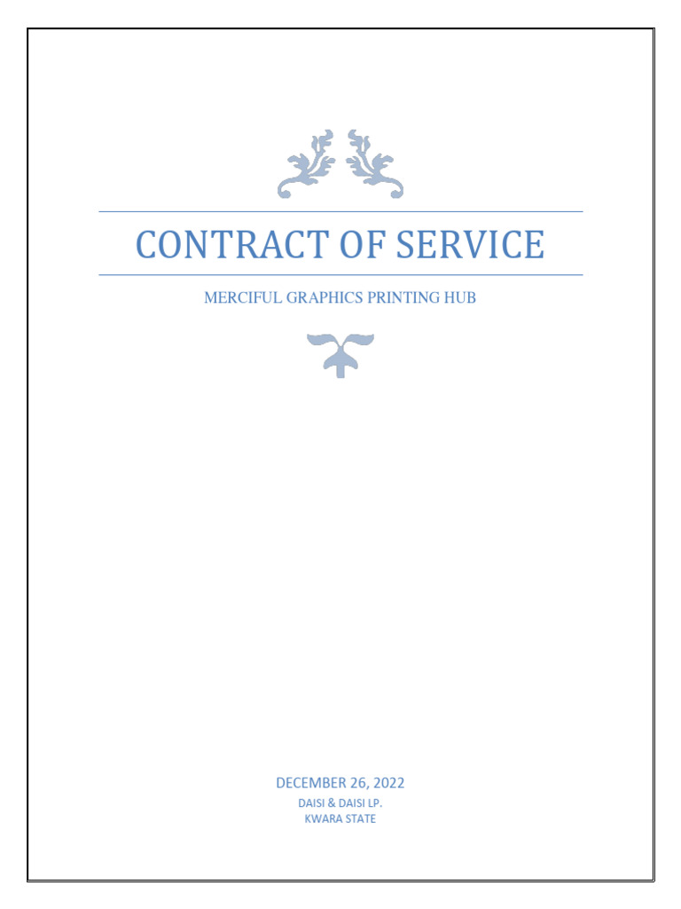 Service Contract for Merciful Graphics | PDF | Employment | Expense
