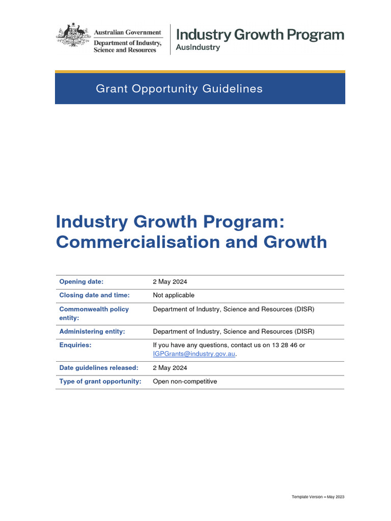 Industry Growth Grant Guidelines 2024 | PDF | Market (Economics ...